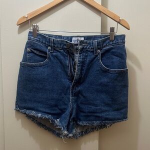 Vintage Blue Jean Shorts with Frayed Hem